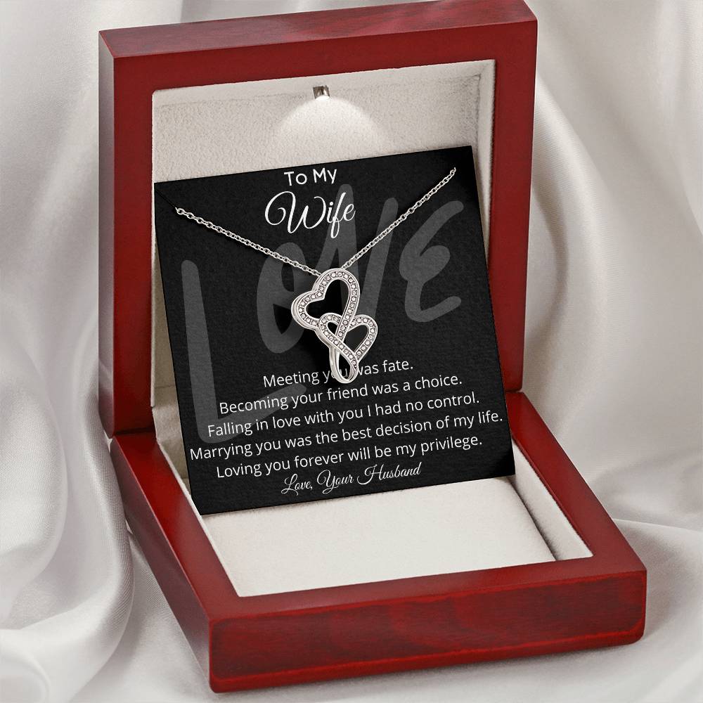 To My Wife Double Hearts Pendant Necklace Double Hearts Necklace