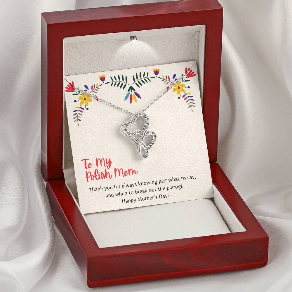 To My Polish Mom On Mother's Day Necklace Double Hearts Necklace