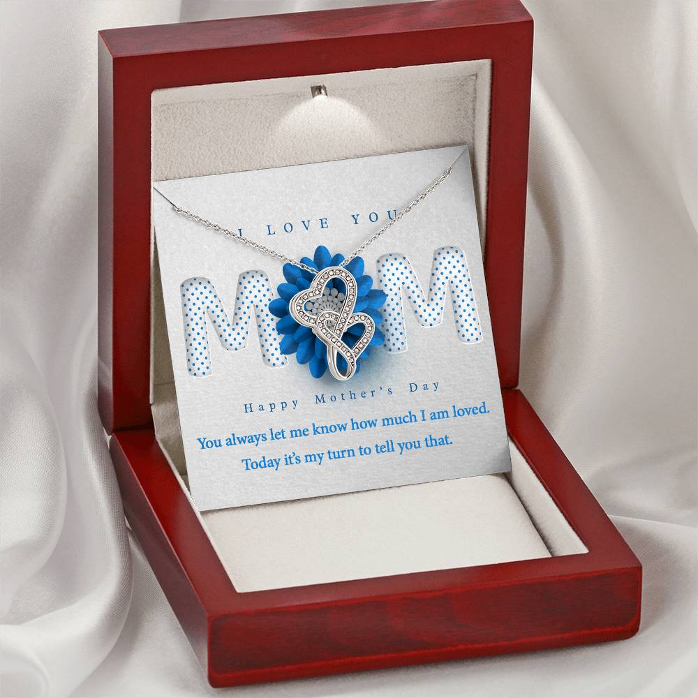 I Love You Mother's Day Gift From Daughter Or Son Double Hearts Necklace
