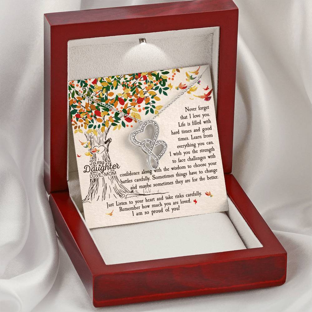 To My Daughter Necklace - Dad To Daughter Necklace Jewelry Gift Love Dad To Daughter Necklace - Dad Anniversary Gift - Double Hearts Necklace