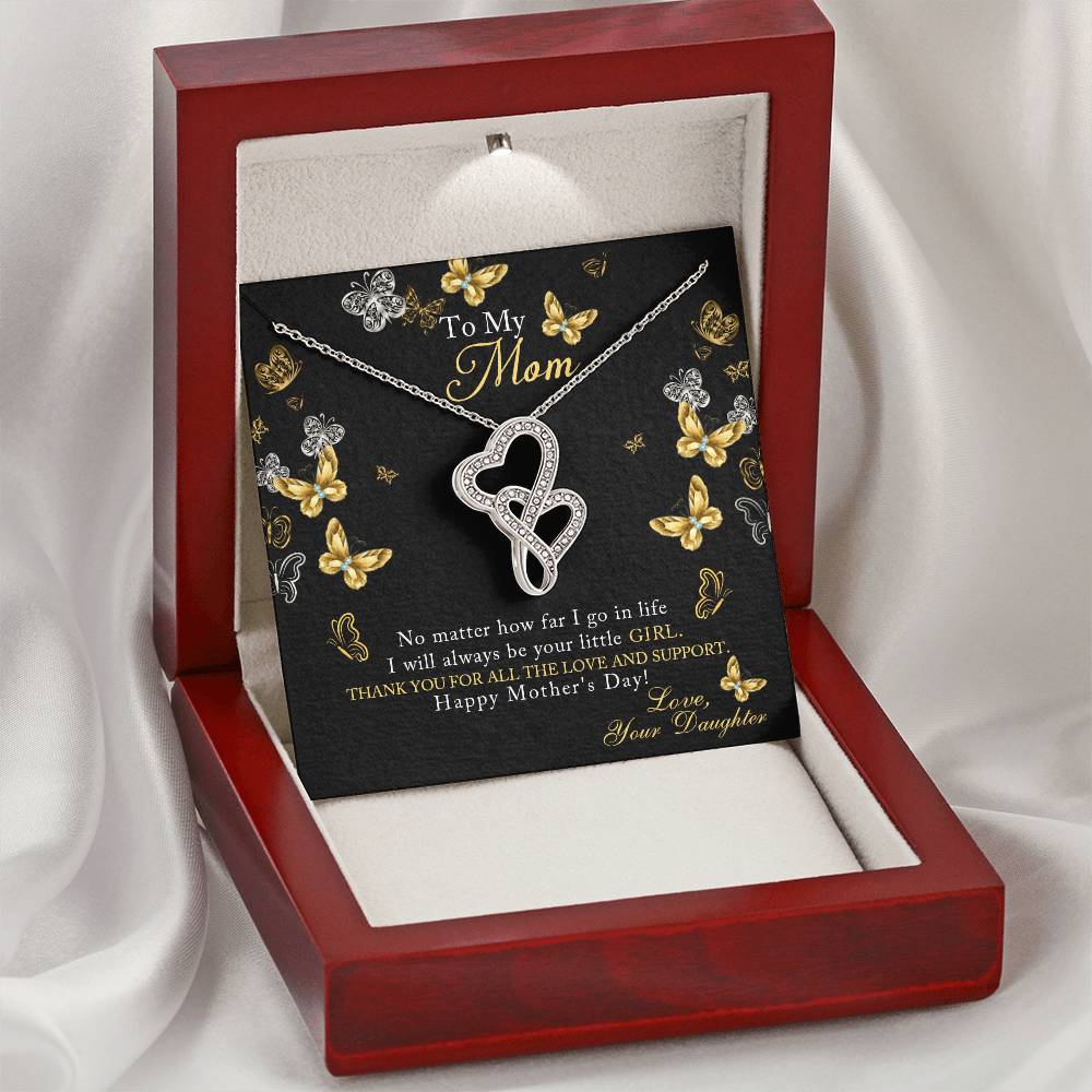 To My Daughter Giraffe Necklace-Message Card Jewelry-Mom To Daughter Gift-Meaningful Necklace-Mother Daughter-Birthday Double Hearts Necklace