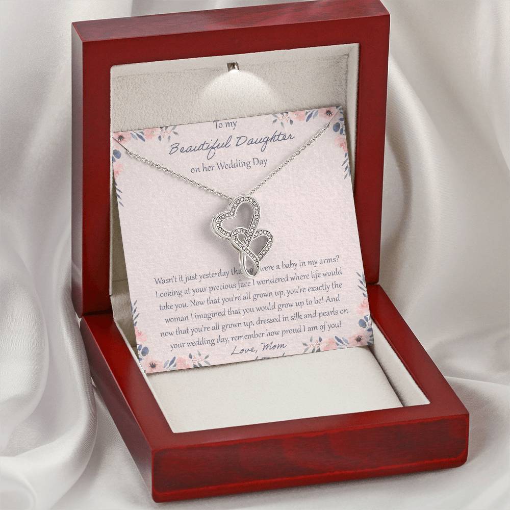 To My Daughter Wasn't It Just Yesterday - Love Mom & Dad Double Hearts Necklace