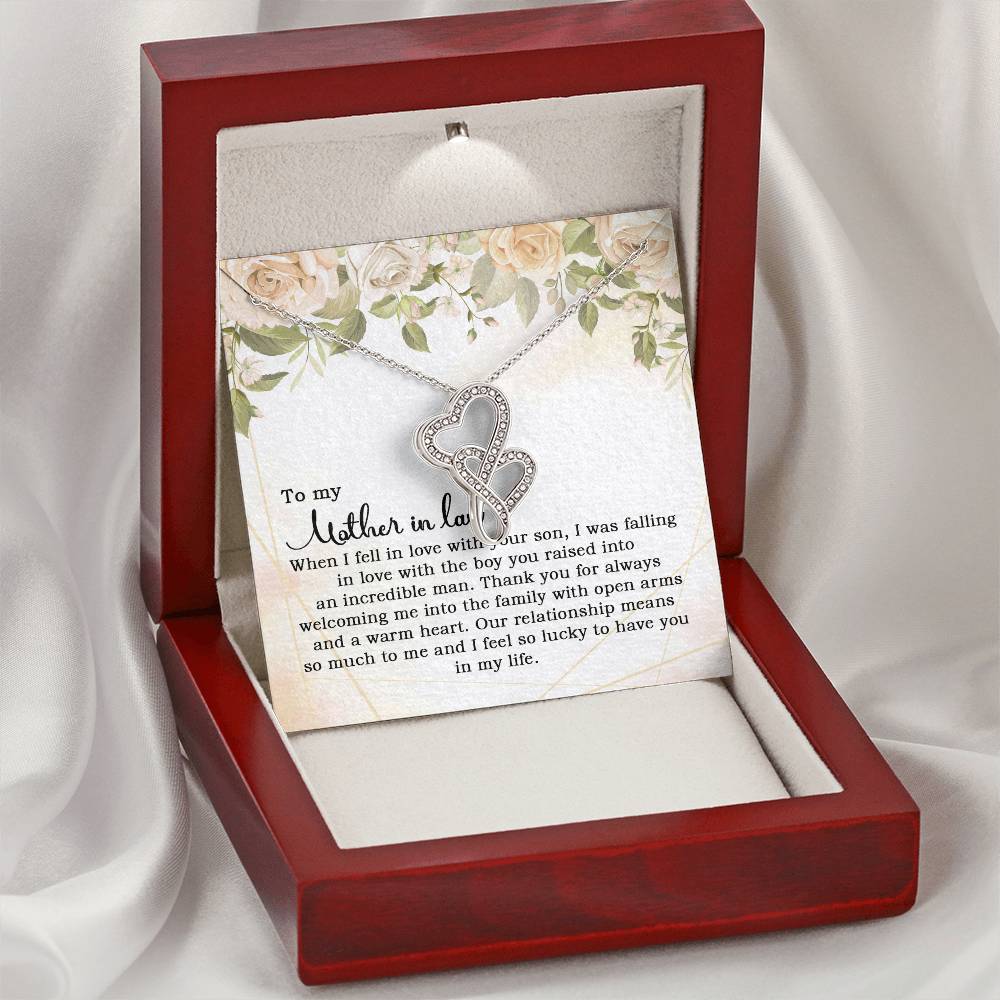 To My Mother In Law When I Fell In Love With Your Son  Double Hearts Necklace