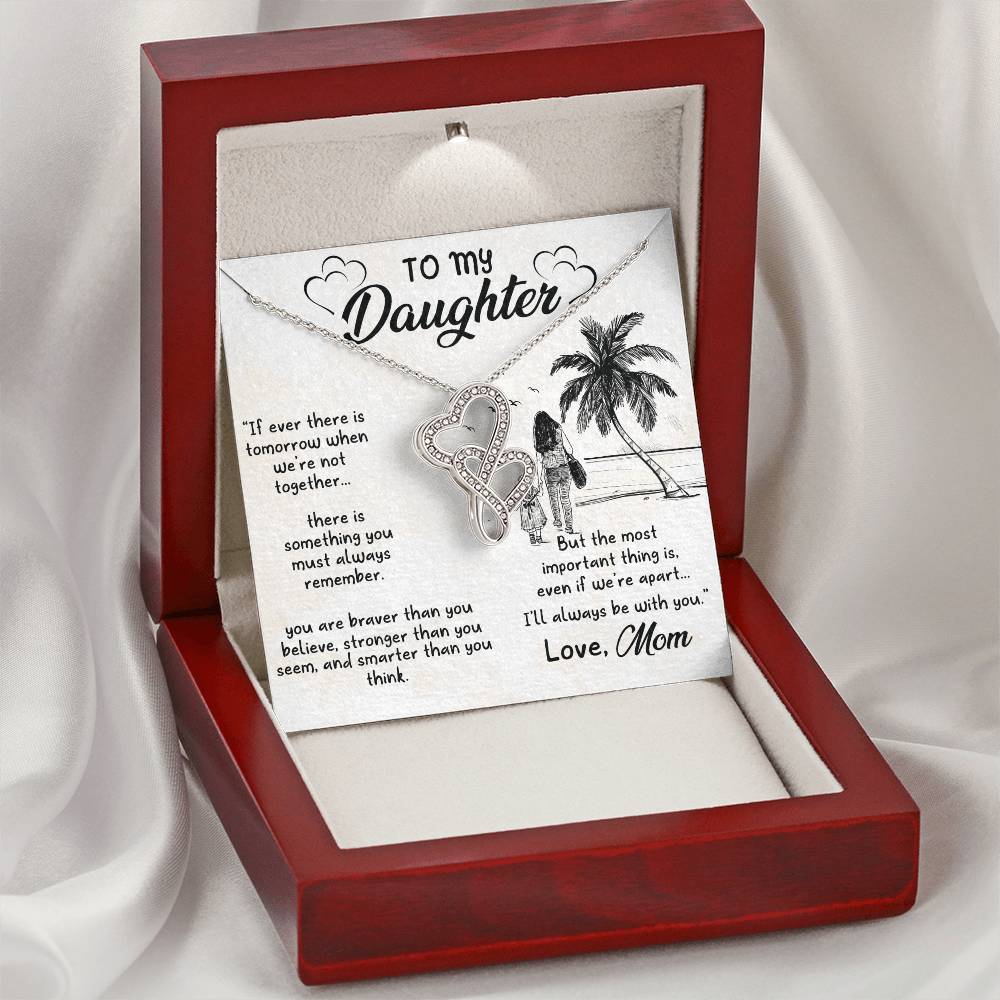 To My Daughter Necklace Double Hearts Necklace