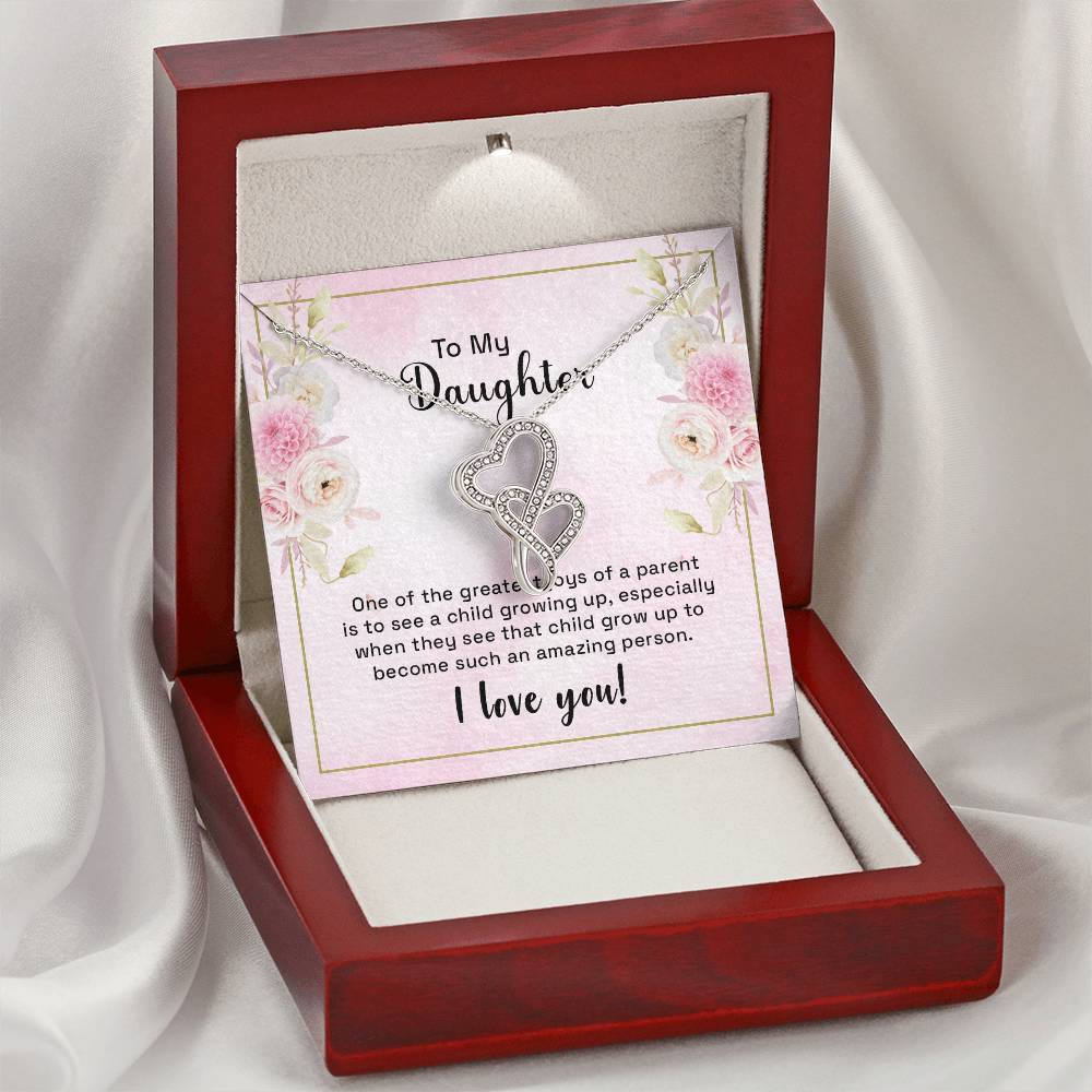 To My Daughter Necklace 1 Double Hearts Necklace