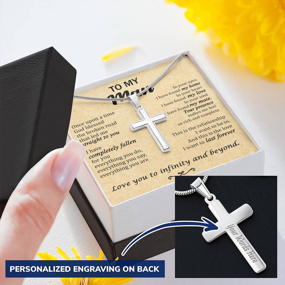 For Your Man - Straight To You - Cross Customize Engraved Cross Necklace
