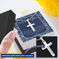 Badass Daughter Gift  To My Daughter Necklace From Mom  Grown Up Daughter Gift From Mom Customize Engraved Cross Necklace