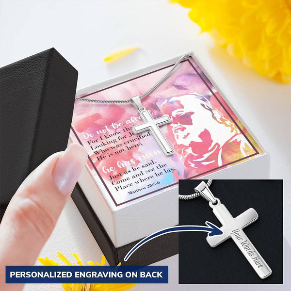 Christian Cross Necklace Personalize Cross Silver Necklace Scripture Verse Customize Engraved Cross Necklace