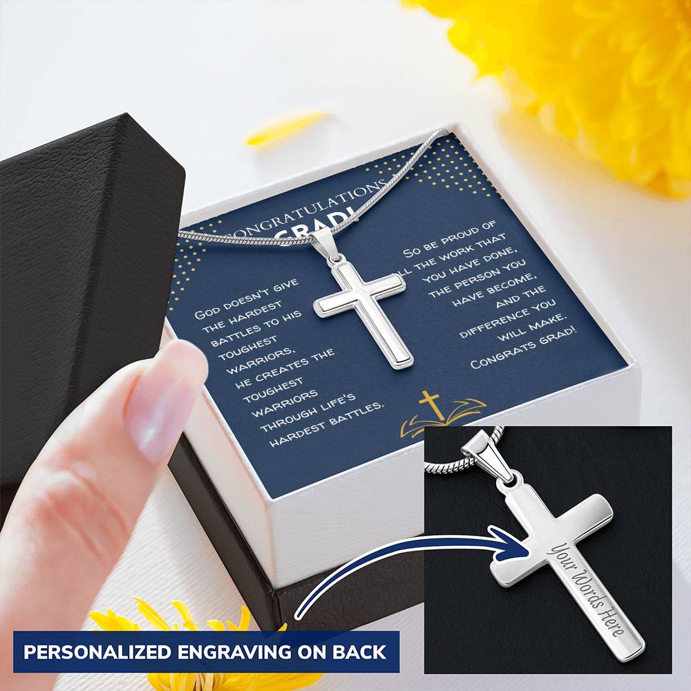 Class Of 2021 - Customize Cross Necklace Customize Engraved Cross Necklace