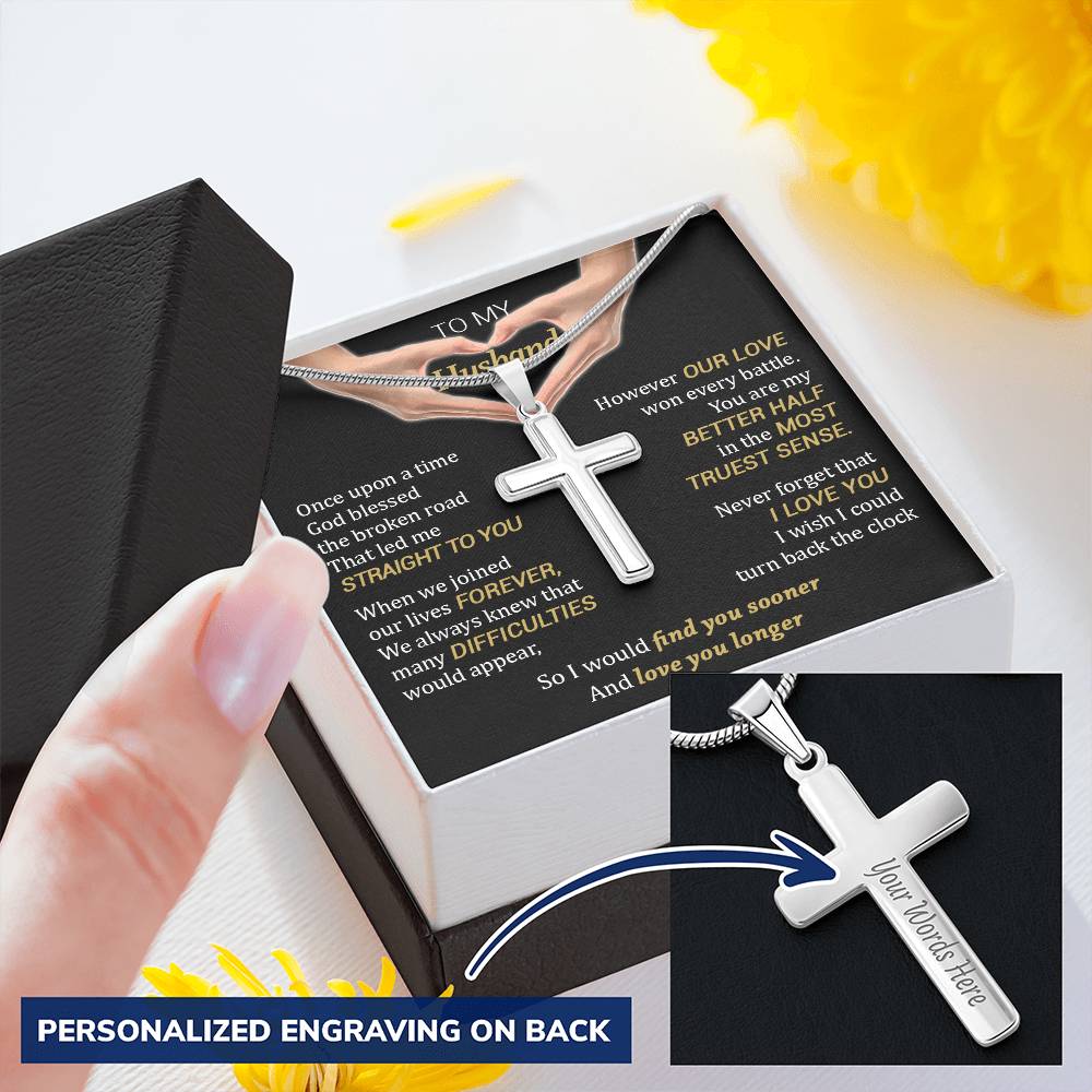 For Husband - Every Battle - Cross Customize Engraved Cross Necklace