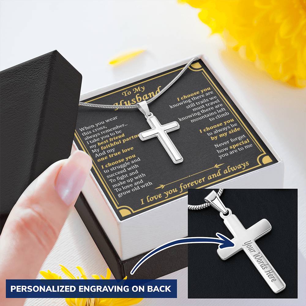 For Husband - To Be My Best Friend - Cross Customize Engraved Cross Necklace