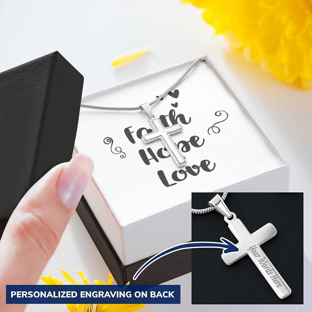 Bible Verses Custom Jewelry Heart Shape Pendent Necklace Faith Hope Love Customize Engraved Cross Necklace