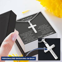 Dearest Mom  Warm Your Mom's Heart With This Necklace Customize Engraved Cross Necklace