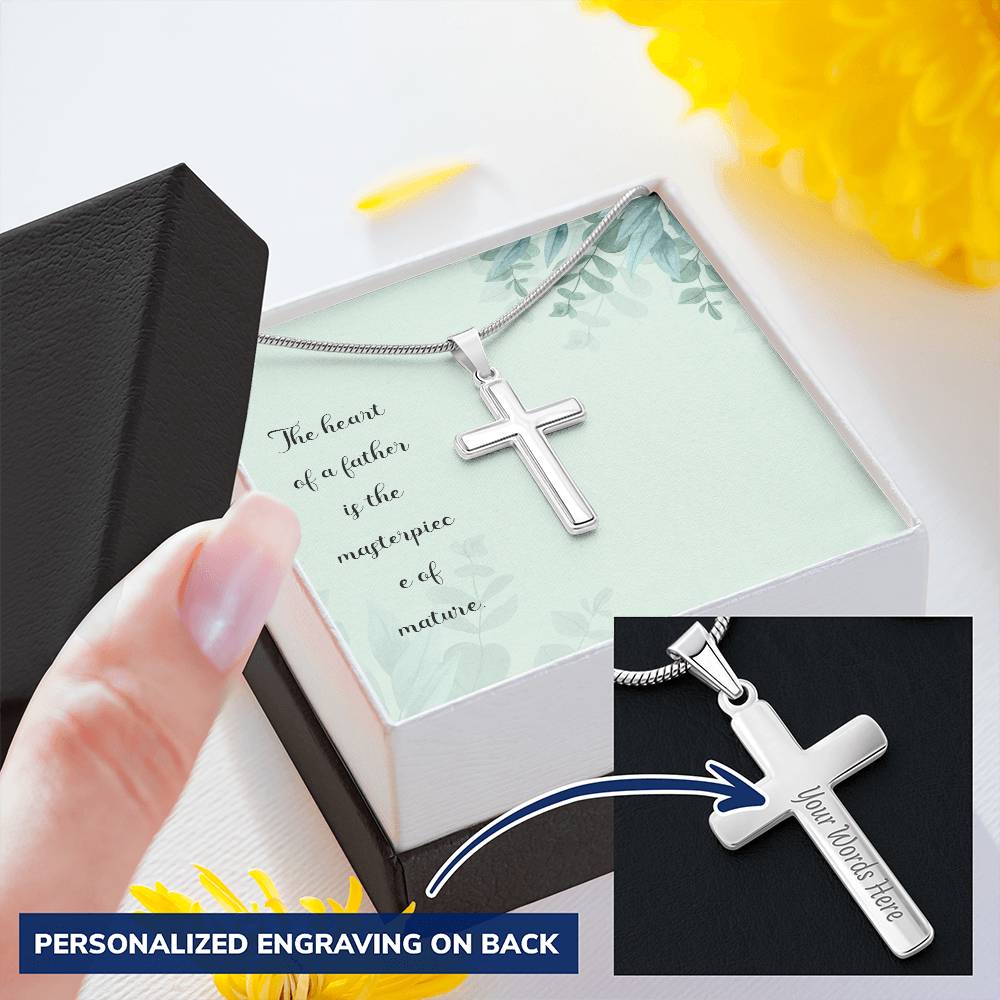 Gift For Dad  Customize Cross Necklace  Father Daughter  To My Dad 3 Customize Engraved Cross Necklace