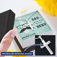 Dad Gift From Daughter Dad Birthday Gift From Daughter  Cross Necklace For Dad. 2 Customize Engraved Cross Necklace