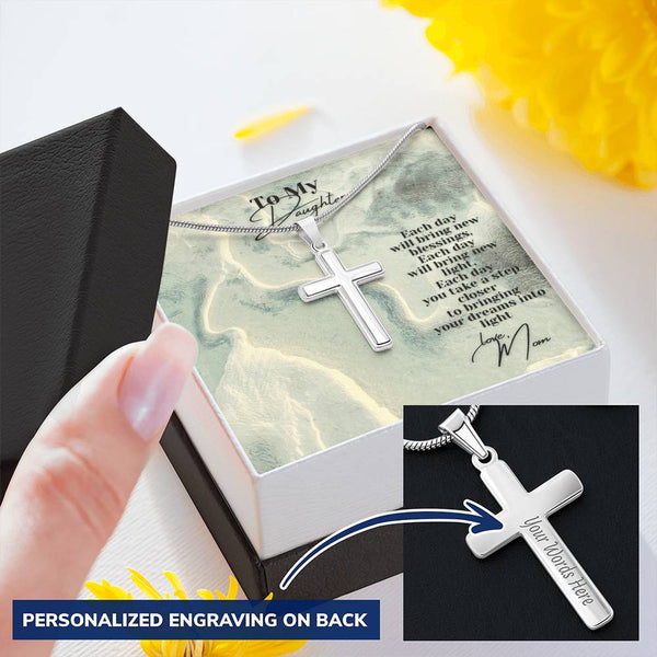 Each Day Customize Cross Necklace Customize Engraved Cross Necklace