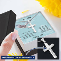 Eagle Cross For Son - Love Mom Customize Engraved Cross Necklace