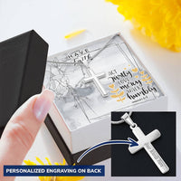 Dad To Son Gifts - Act Justly Love Mercy Walk Humbly Customize Engraved Cross Necklace