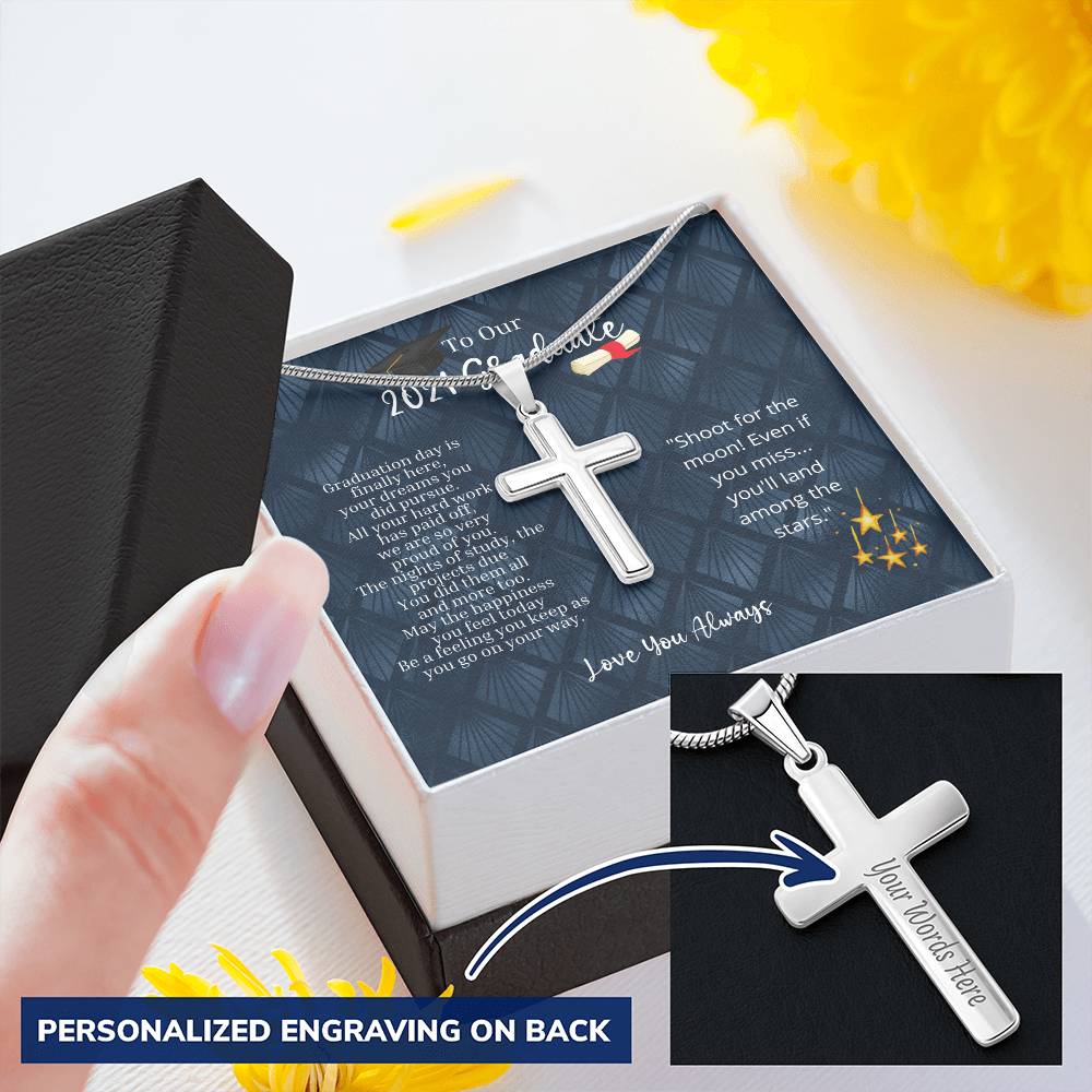 2021 Graduation Cross Customize Engraved Cross Necklace