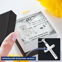 Dog Dad 6 Customize Engraved Cross Necklace