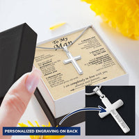 For Your Man - Greatest Decisions Of My Life - Cross Customize Engraved Cross Necklace