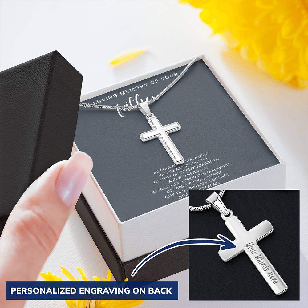 Cross Necklace Gift For Son In Loving Memory Father Customize Engraved Cross Necklace