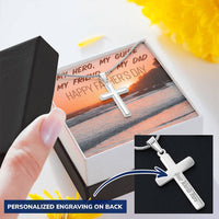 Father’S Day Cross Chain Necklace Customize Engraved Cross Necklace