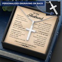 For Husband - When I Am With You - Cross Customize Engraved Cross Necklace