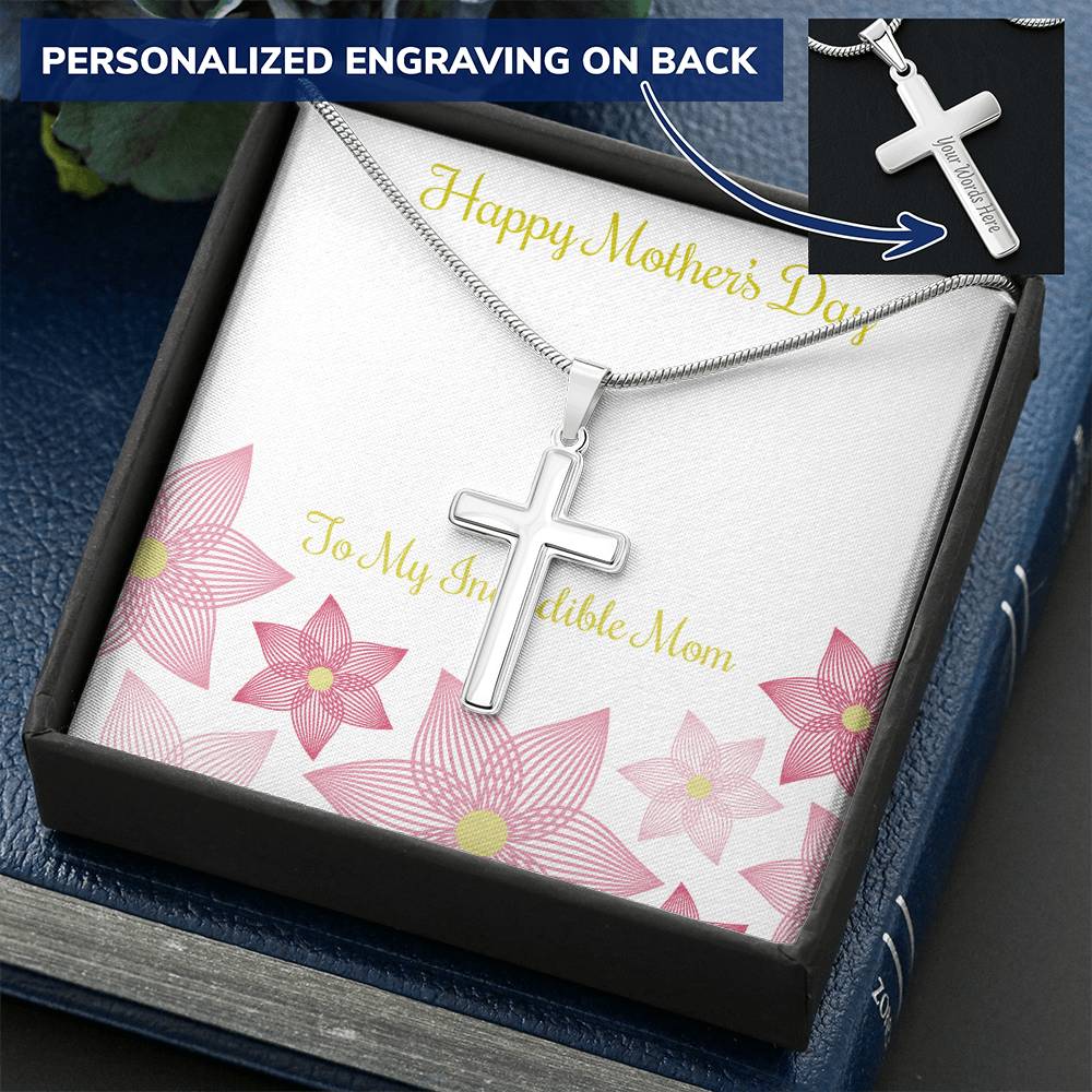 A Cross Customize Engraved Cross Necklace