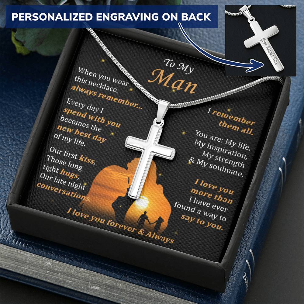 For Your Man - Long Tight Hugs - Cross Customize Engraved Cross Neckla ...