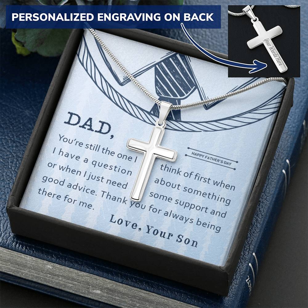 Gift For Dad From Son - Customize Cross Necklace - Father&#39;s Day Gift Customize Engraved Cross Necklace