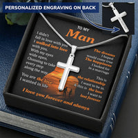 For Your Man - Walk Into Love 1 - Cross Customize Engraved Cross Necklace