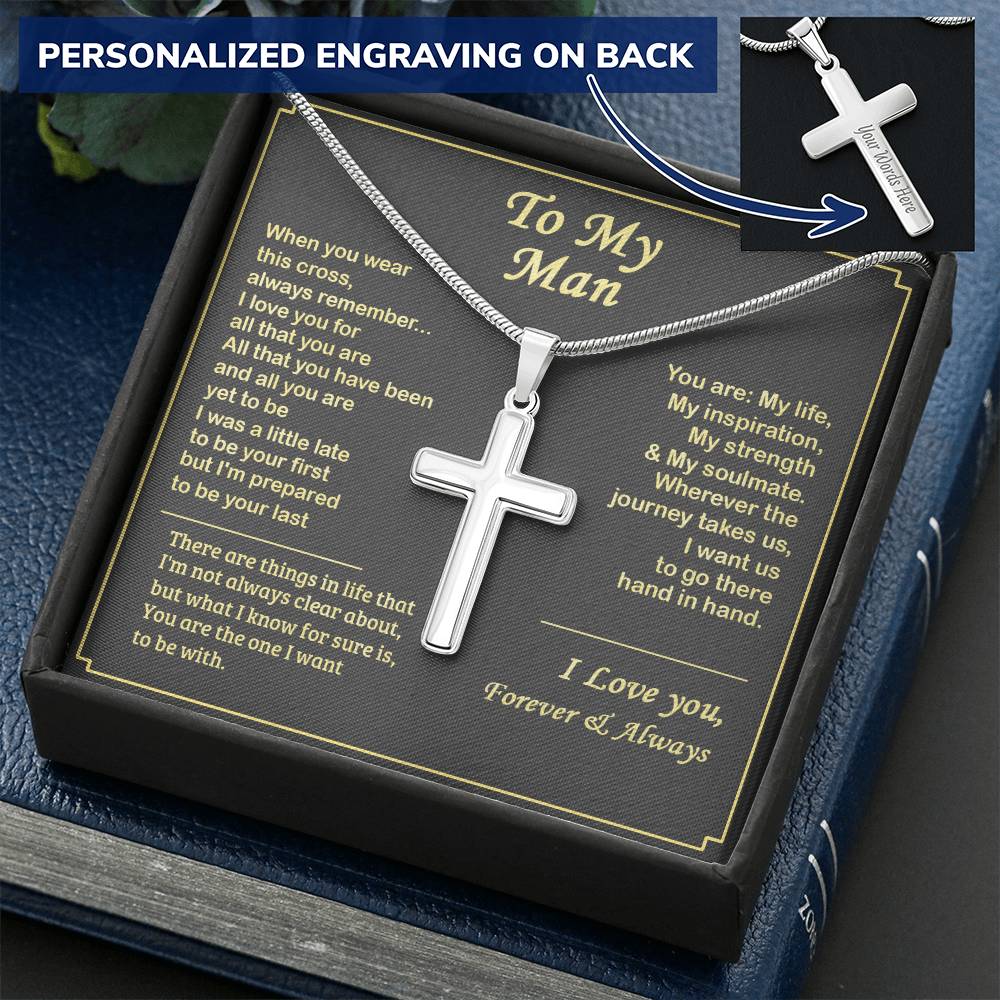 To My Man Cross Necklace 1 Customize Engraved Cross Necklace