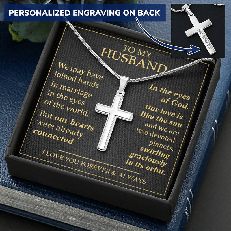 For Husband - Already Connected - Cross Customize Engraved Cross Necklace
