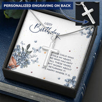 Gift For Birthday Son-To-Dad-Necklace-To-Customize Cross Necklace-Son-To-Father-Gifts-Dad Customize Engraved Cross Necklace