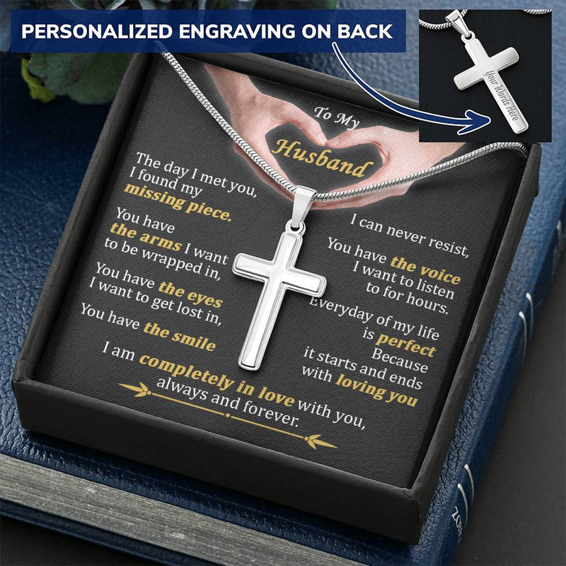 For Husband - My Life Is Perfect - Cross Customize Engraved Cross Necklace