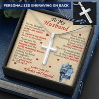 For Husband - Thank You For Your Love - Cross Customize Engraved Cross Necklace