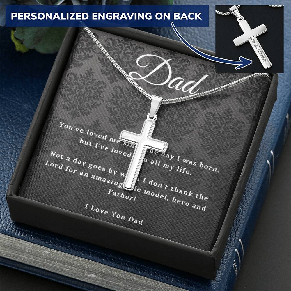 Father’S Day Cross Pendant Gift For Dad Father’S Day Gift Father’S Day Father&#39;s Day Necklace Father&#39;s Day Jewellery Customize Engraved Cross Necklace