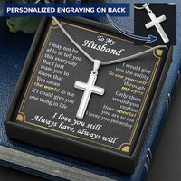 For Husband - The World - Cross Customize Engraved Cross Necklace