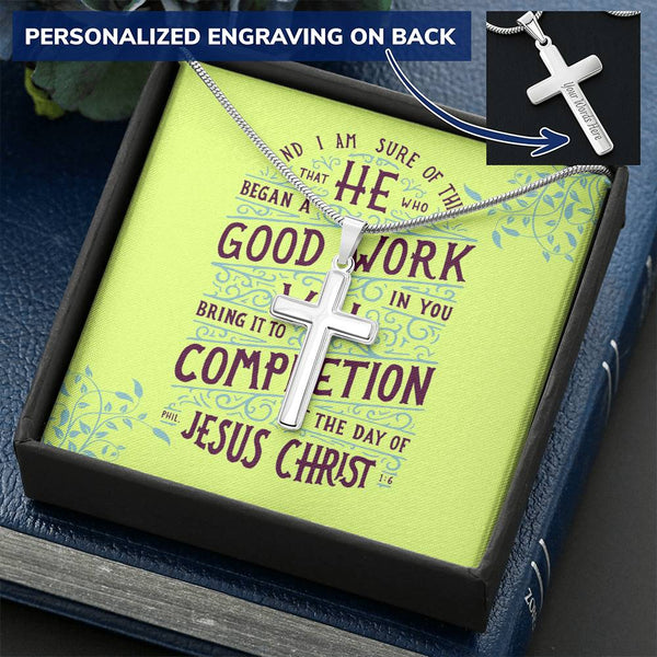 Engraved Cross Necklace - Heartstring Treasures
