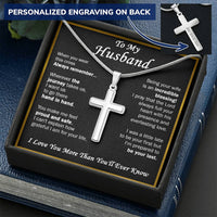 Gift For Husband - Everlasting Love - Cross Customize Engraved Cross Necklace