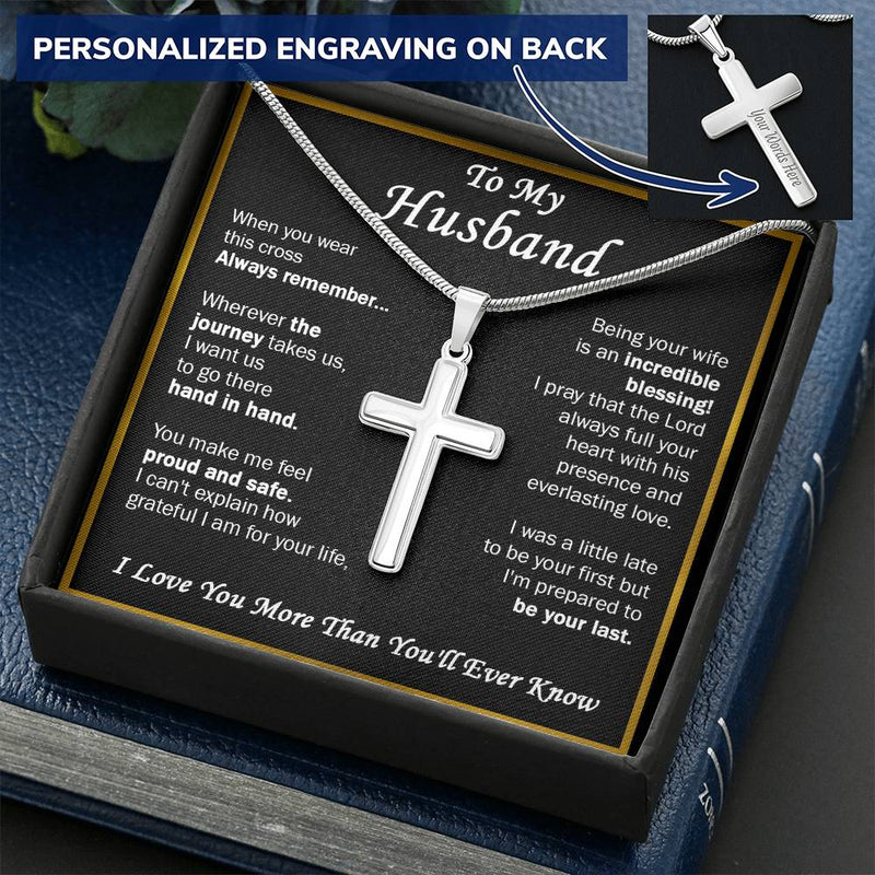 Gift For Husband - Everlasting Love - Cross Customize Engraved Cross Necklace