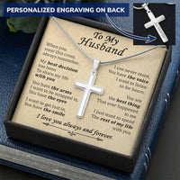 For Husband - Share My Life With You - Cross 1 Customize Engraved Cross Necklace