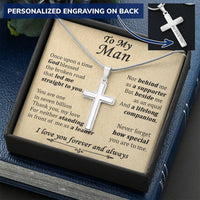 For Your Man - A Supporter - Cross Customize Engraved Cross Necklace