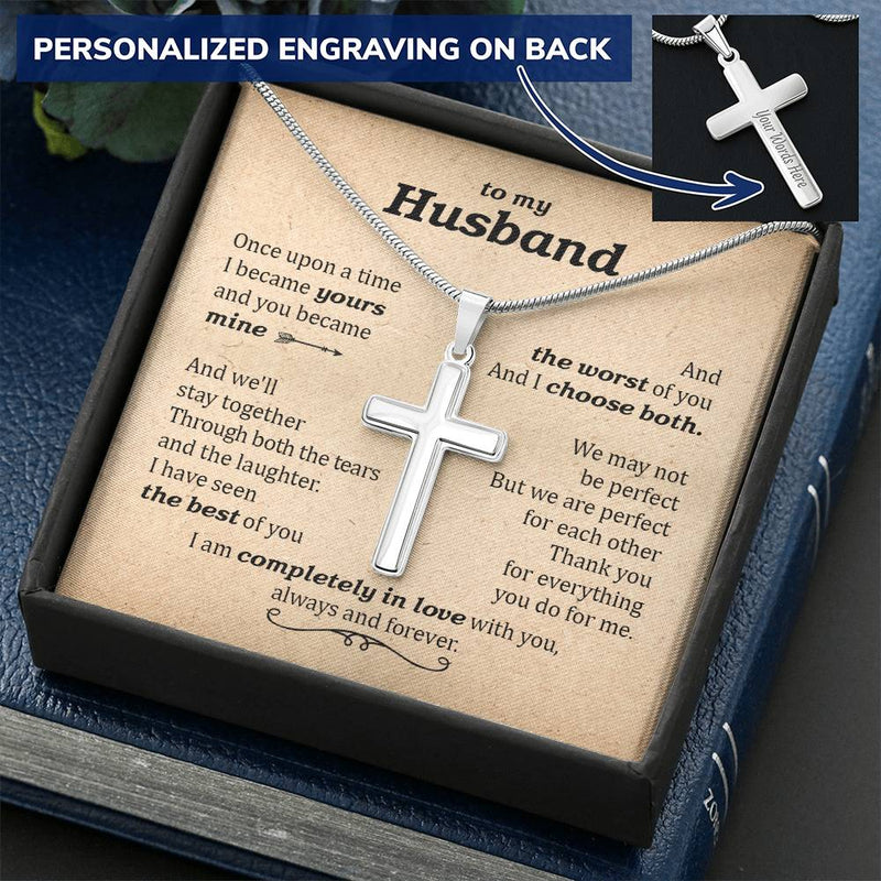For Husband - The Best Of You - Cross Customize Engraved Cross Necklace