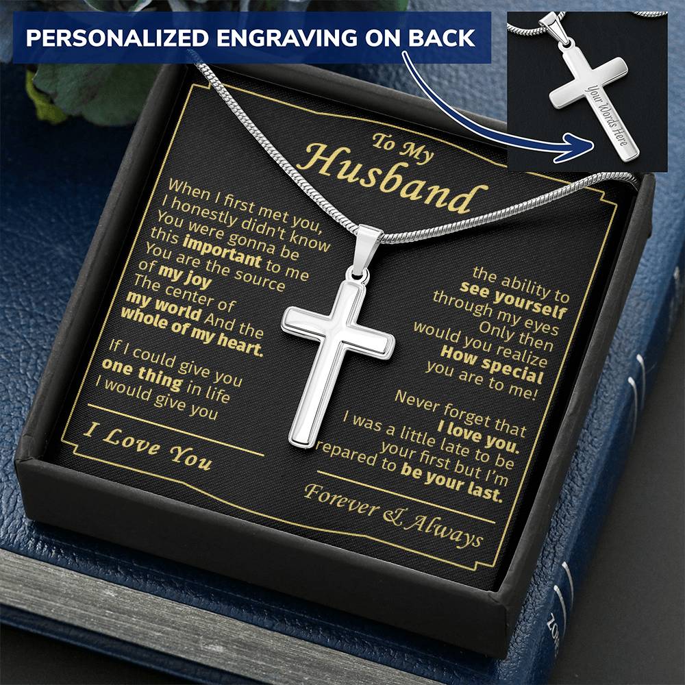 Gift For Husband - Important To Me - Cross Customize Engraved Cross Necklace
