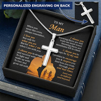 For Your Man - What I Am - Cross Customize Engraved Cross Necklace