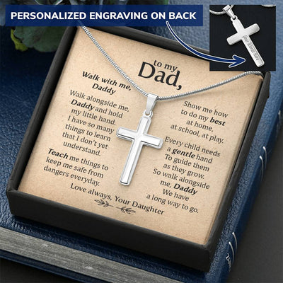 For Dad - We Have A Long Way To Go - Cross Customize Engraved Cross Necklace