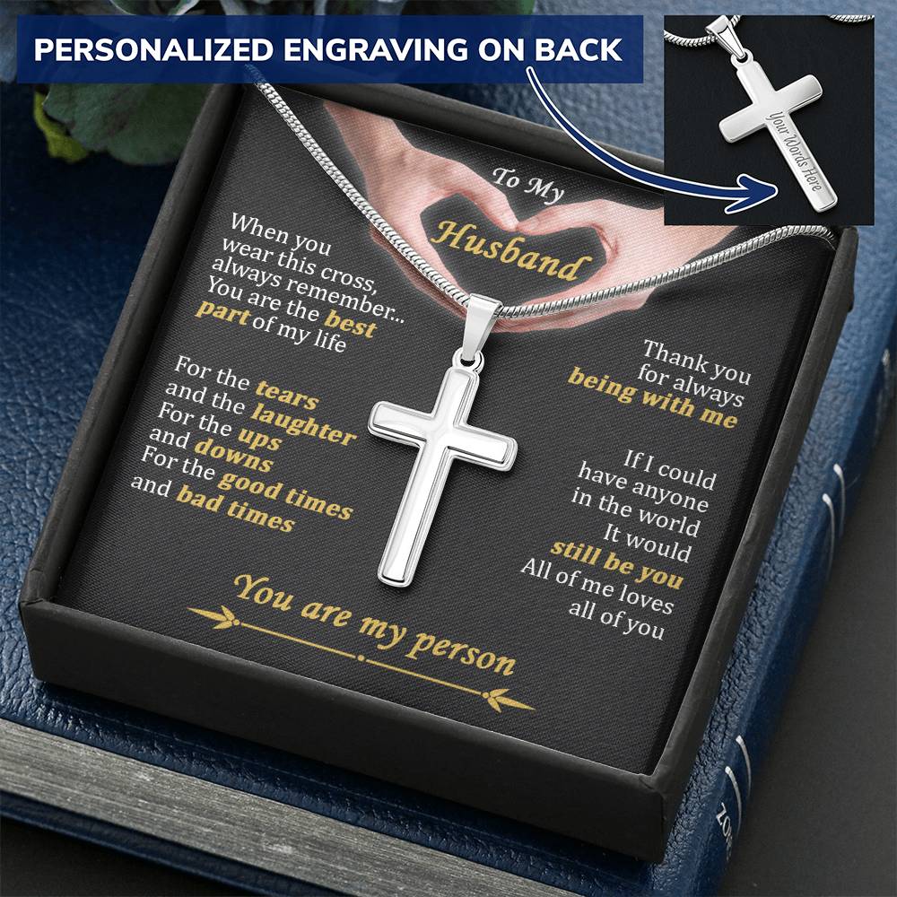 For Husband - Best Part Of My Life - Cross Customize Engraved Cross Necklace