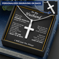 Gift For Husband - Inspiration - Cross Customize Engraved Cross Necklace